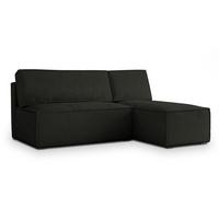 ECKSOFA BRISO M Schwarz Velours-Stoff mit Schlaffunktion - Schwarz/Grau, Holz/Kunststoff (200/140cm) - MASSENO
