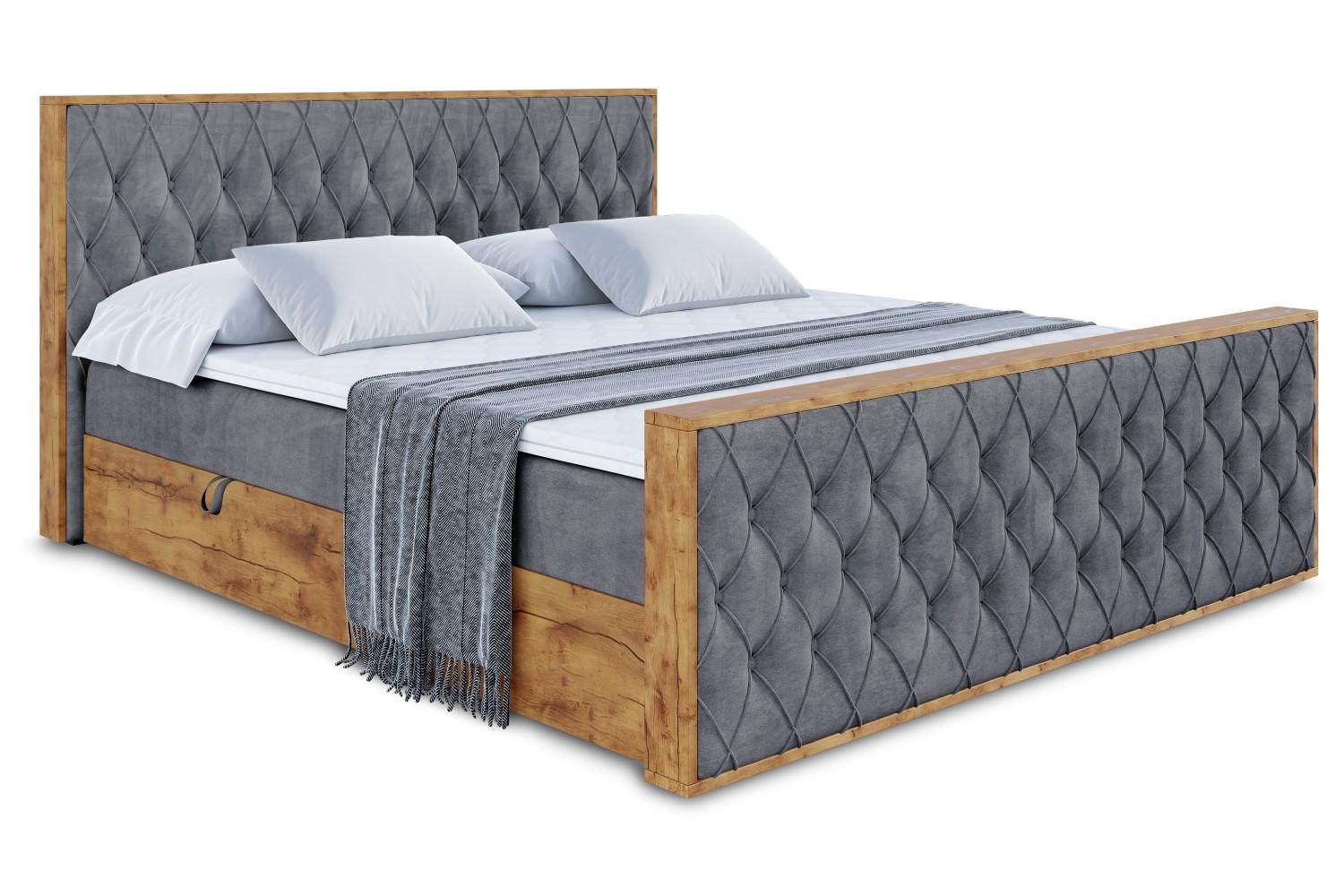 BOXBETT mit Matratze H4 und Lattenrost - LOLLI5-Z - 160x200 - Dunkelgrau Casablanca - Dunkelgrau, Holzwerkstoff (160/200cm) - ALTDECOR