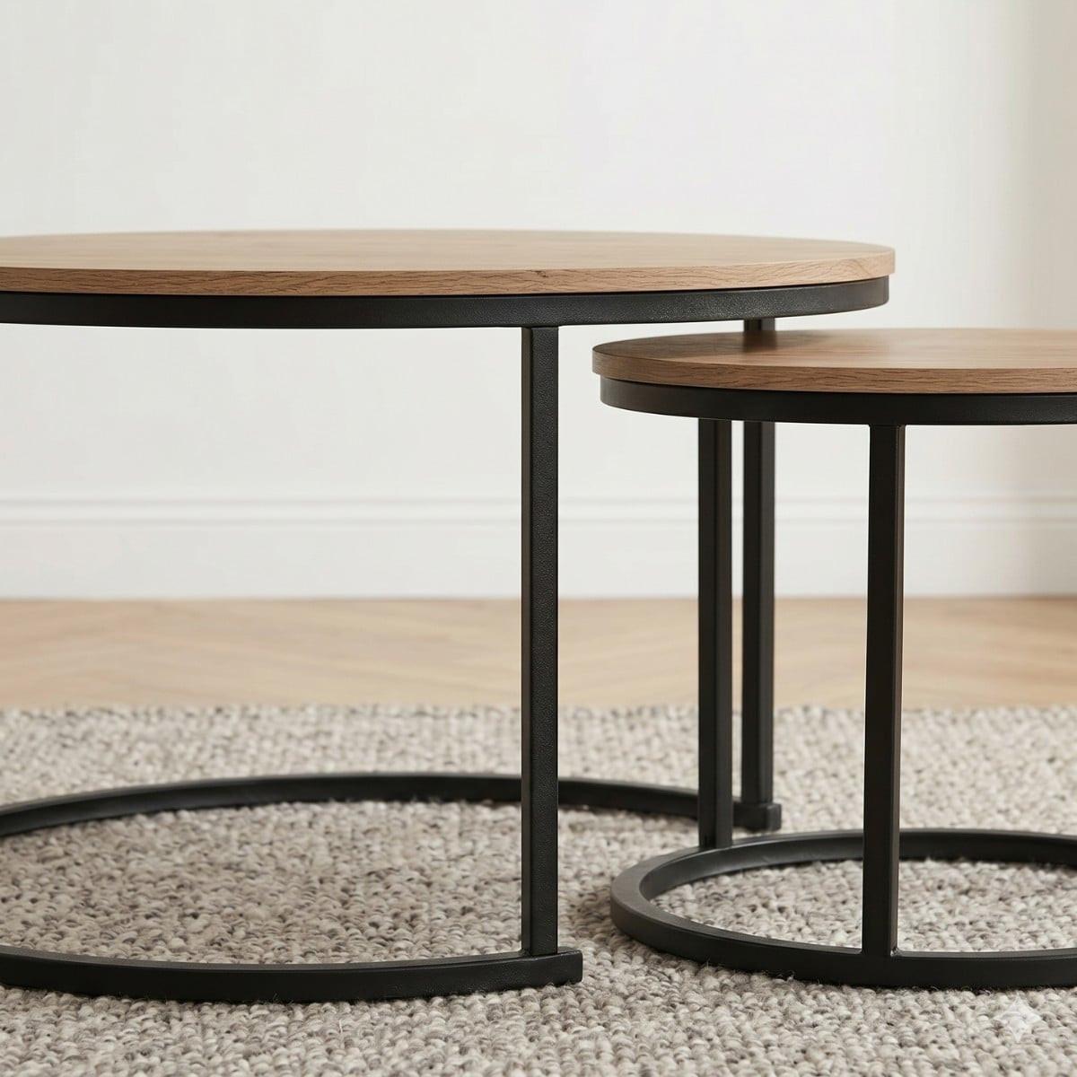 BEISTELLTISCH im 2er-Set - 70/70/45,5 cm - Eichefarben, Holzwerkstoff (77.5/70/45.5cm) - Calicosy