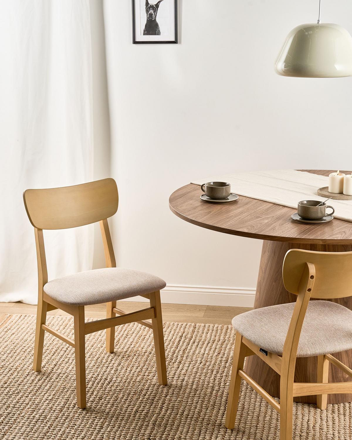 ESSZIMMERSTUHL 2er-Set Hellbeige Anoka - Beige/Braun, Holz (45/80/50cm) - Beliani