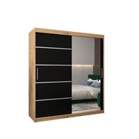 SCHWEBETÜRENSCHRANK 200/180/62 2-türig - Silberfarben/Schwarz, Holz/Kunststoff (180/200/62cm) - MÖBEL KRYSPOL