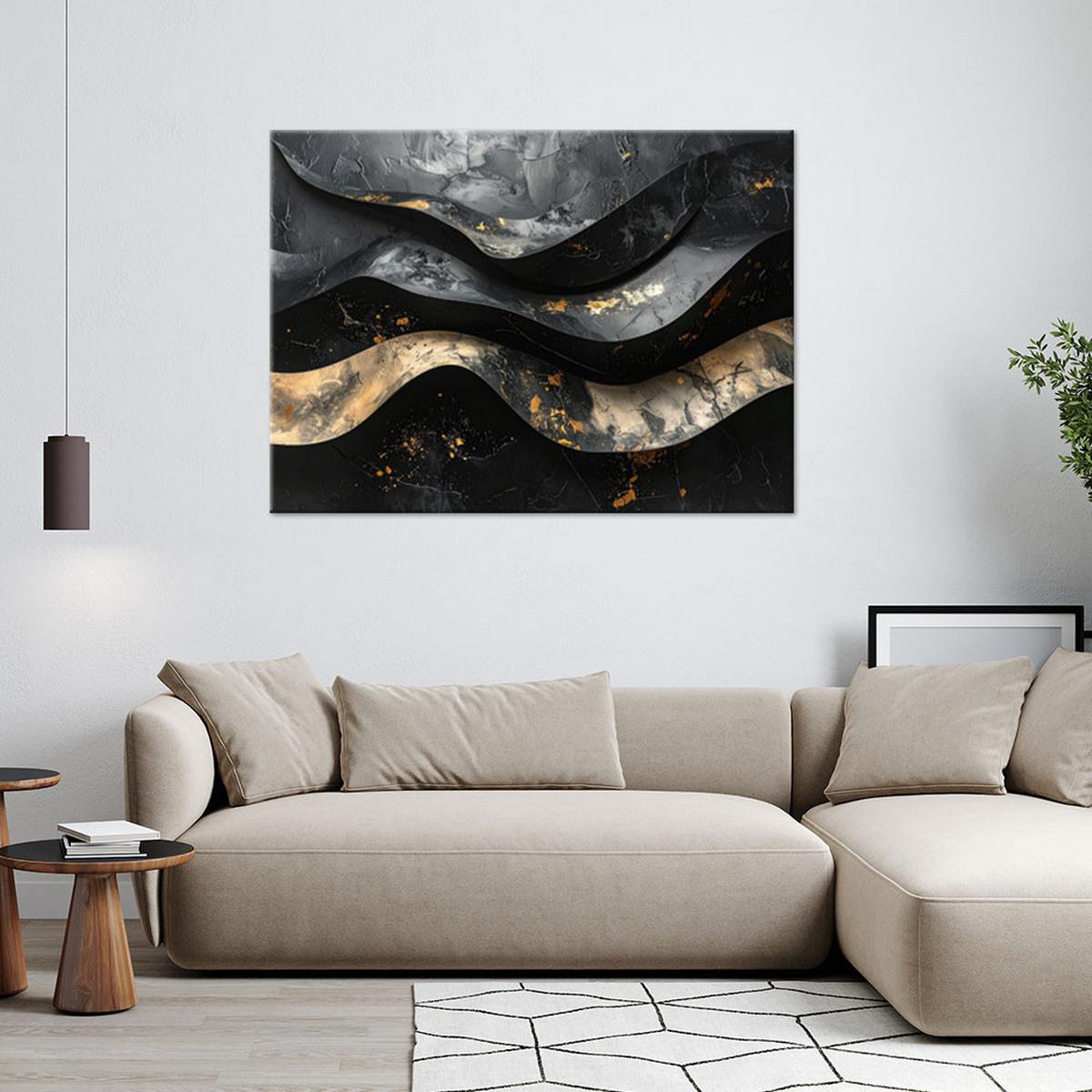 LEINWANDBILD Abstraktion 120x80cm - Schwarz, Textil (120/80cm) - Feeby