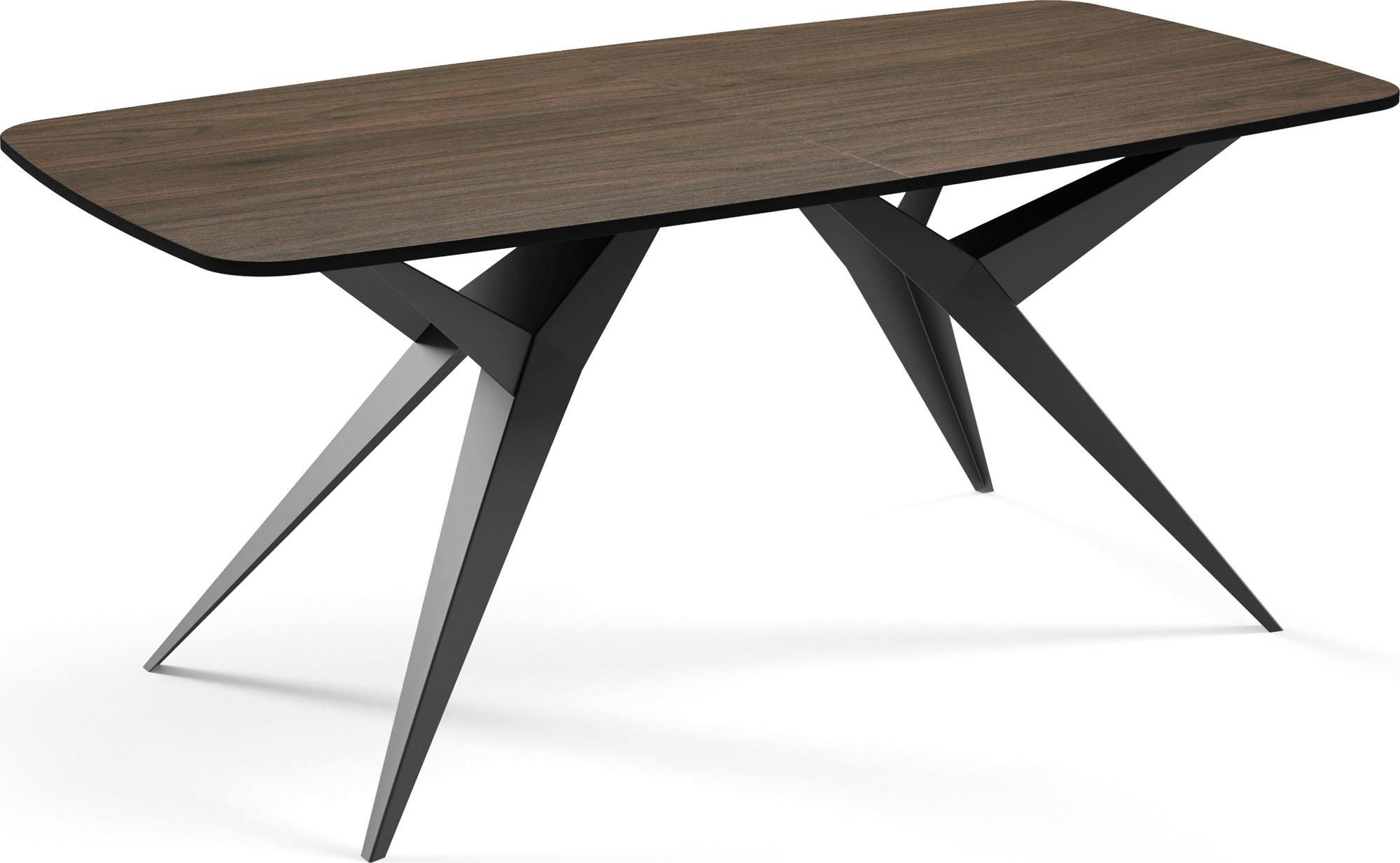 ESSTISCH Trax ausziehbar rechteckig oval, Walnuss Braun 200-280/90/76 - Walnussfarben/Schwarz, Holzwerkstoff/Metall (90/276/76cm) - WFL GROUP