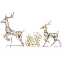 WEIHNACHTSBELEUCHTUNG 3er Set Metall Polyrattan Braun - Braun, Metall (22/105/78cm) - Outsunny