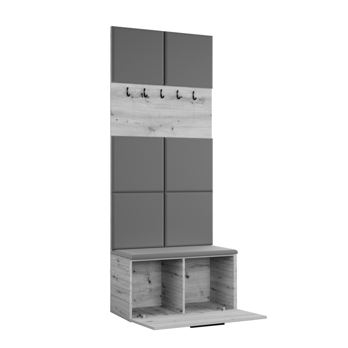 GARDEROBENSCHRANK Rosanno I Grau 80,6/204/40 cm – Modern, mit Kleiderhaken - Grau, Holzwerkstoff/Kunststoff (80.6/204/40cm) - AX Living