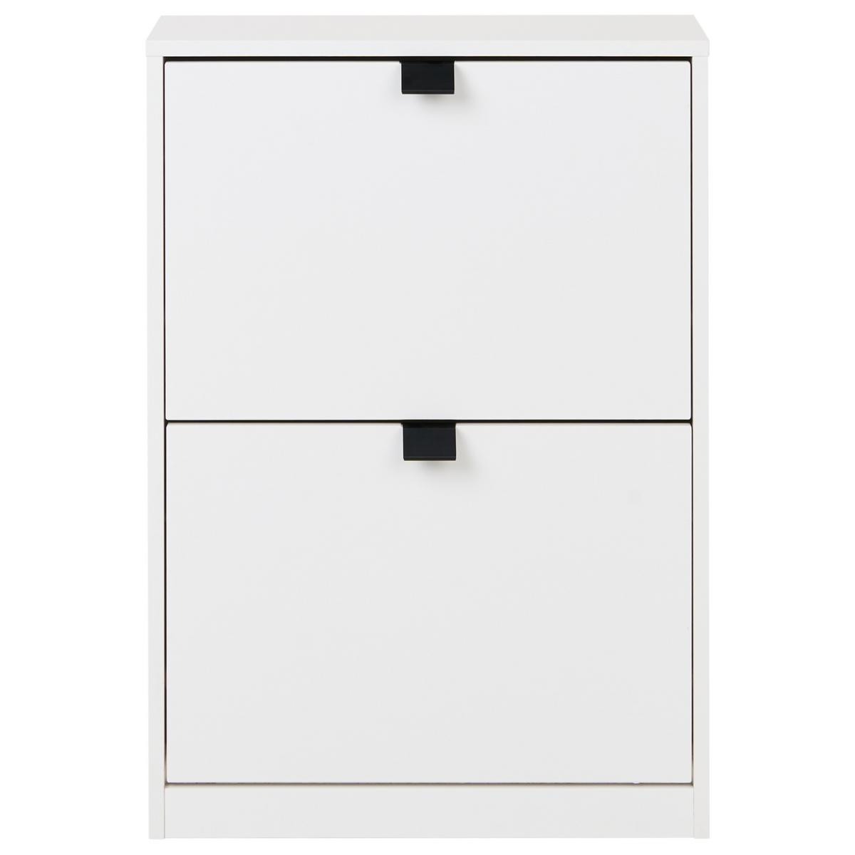 SCHUHSCHRANK Weiß Hobart - Schwarz/Weiß, Holzwerkstoff (53/75/18cm) - Beliani