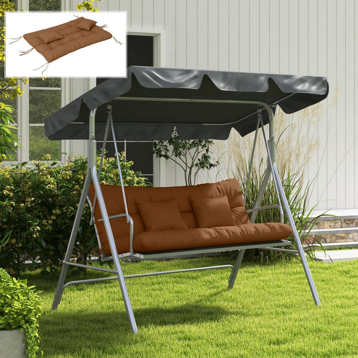 SITZKISSEN 4er Set Polyester PP-Baumwolle Bräune - Braun, Textil (50/12/150cm) - Outsunny