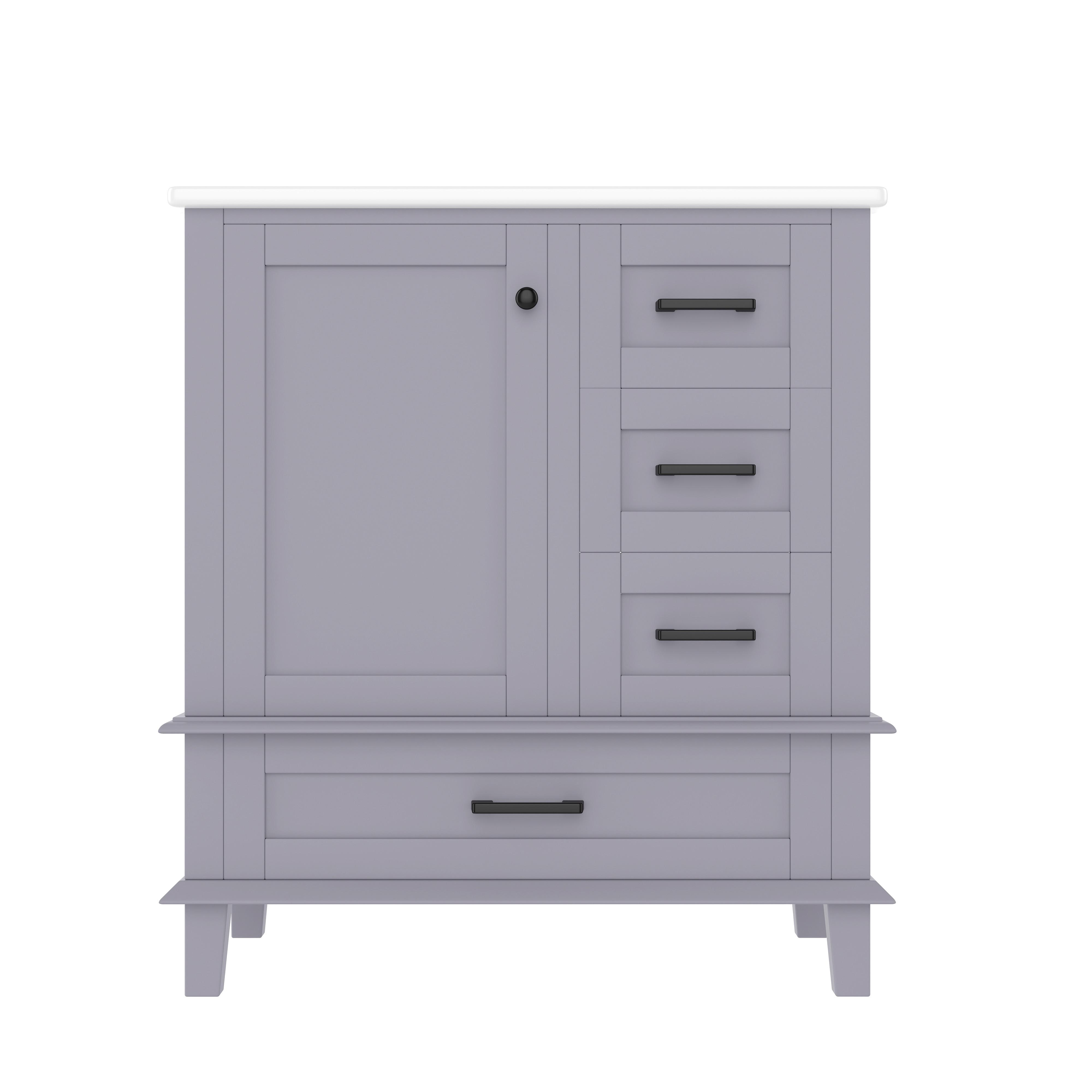 WASCHTISCHKOMBI Grau freistehend mit Keramikbecken & 3 Schubladen - Grau, Keramik/Holzwerkstoff (76/83/46cm) - Urban Meuble