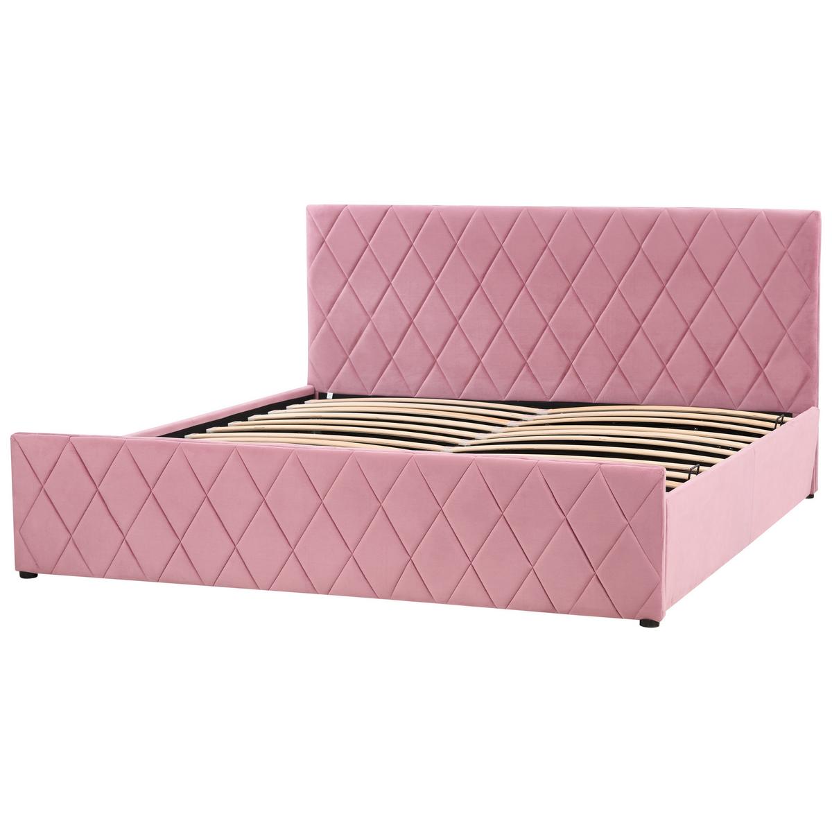 BETT mit Stauraum 180x200 cm Rosa Rochefort - Pink, Textil (180/200cm) - Beliani