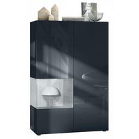 VITRINE Morena Einsatz in Beton Oxid Optik - Hellgrau, Holzwerkstoff (91.5/136.5/37cm) - Vladon