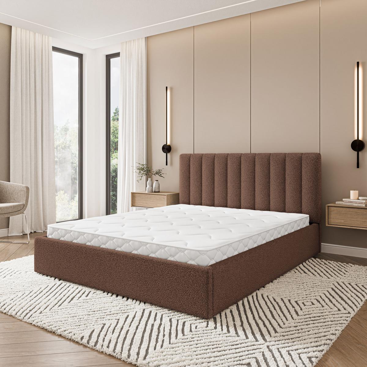 POLSTERBETT DEMERA Q 200x200 cm mit Bettkästen - Braun - Braun, Holz (200/200cm) - MASSENO
