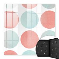 SCHLÜSSELBOX Schwarz 30x30 cm- Türöffnung nach rechts - Pastellkreise - Weiß, Metall (30/30/5cm) - TULUP