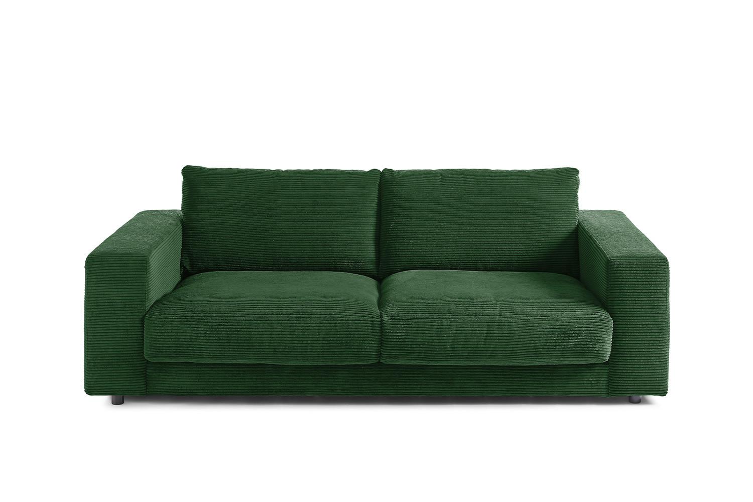 SOFA 2-SITZER MADELINE Smaragdgrün Cord - Smaragdgrün/Dunkelgrün, Kunststoff/Textil (230/85/127cm) - KAWOLA
