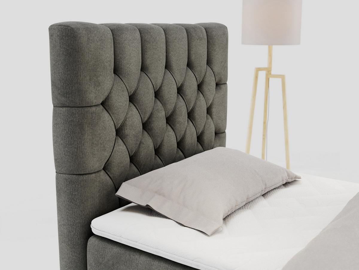 BOXBETT PERA 90/200 Dunkelgrau Velvet - H4 - Links Seite - Dunkelgrau, Holz/Textil (90/200cm) - MKS