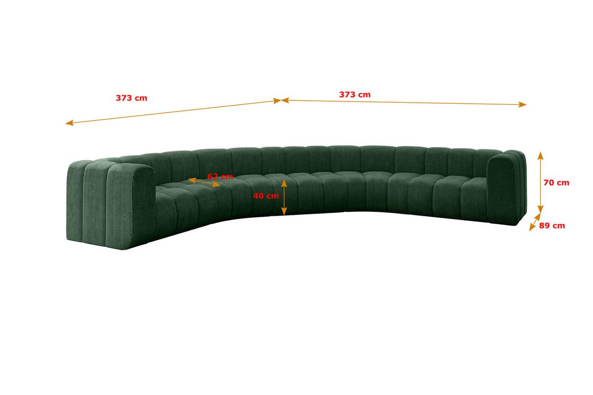 WOHNLANDSCHAFT modulares Sofa Lazro-U1 - 373x373x70 cm Grün - Grün, Holzwerkstoff/Textil (373/70/373cm) - ALTDECOR