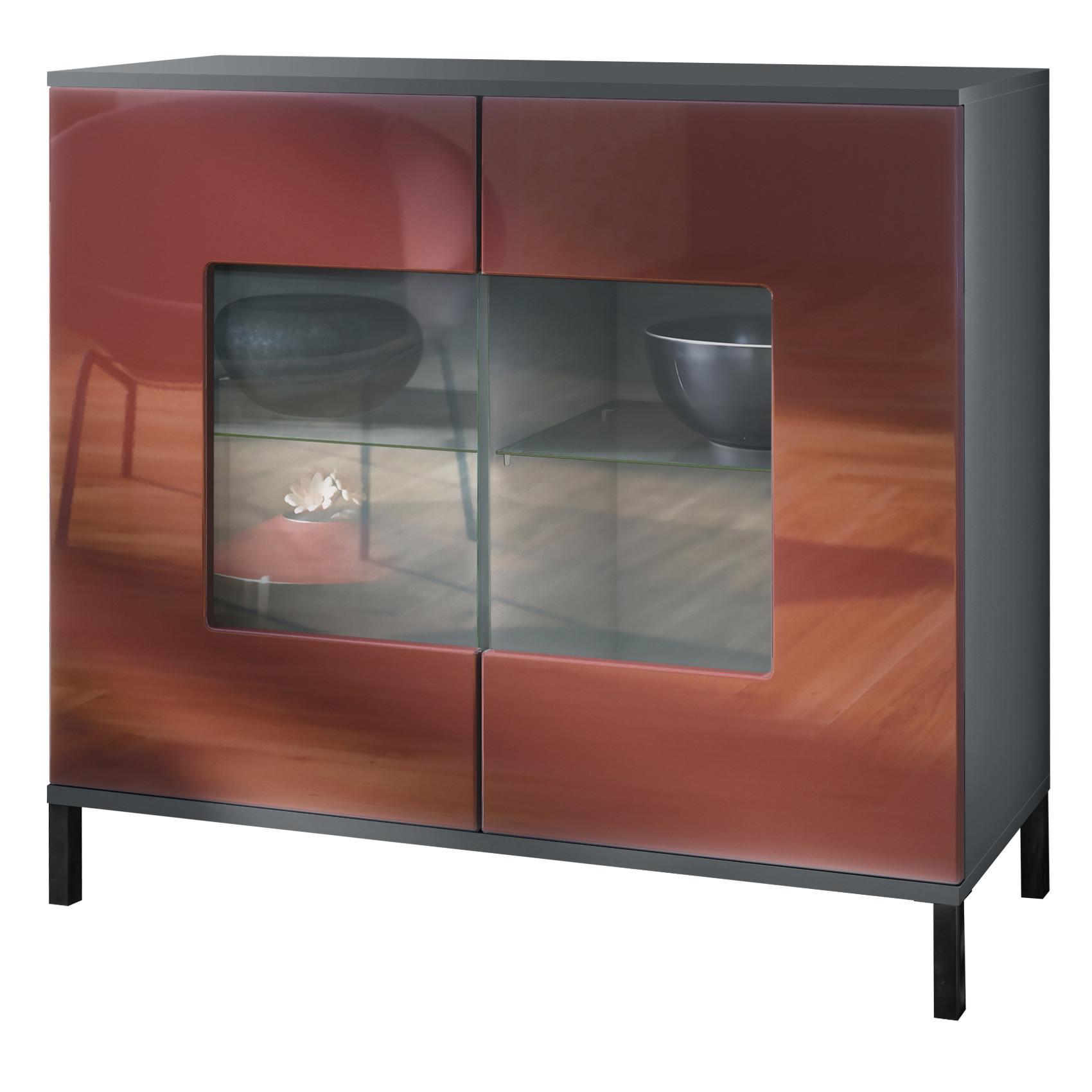 KOMMODE Grömitz Bordeaux Hochglanz - Bordeaux, Holzwerkstoff (92.5/83.5/35cm) - Vladon