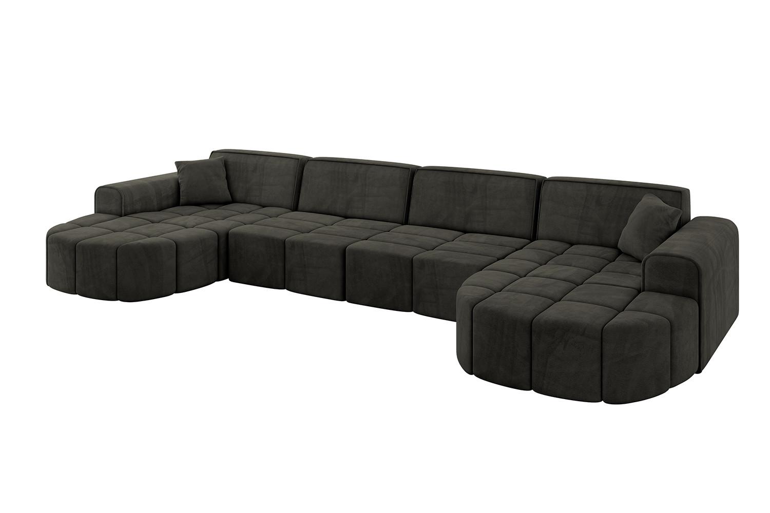 WOHNLANDSCHAFT LIVO-U2 - 400x173x79,5 cm Schwarz - Schwarz, Holzwerkstoff/Textil (400/79/173cm) - ALTDECOR