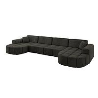WOHNLANDSCHAFT LIVO-U2 - 400x173x79,5 cm Schwarz - Schwarz, Holzwerkstoff/Textil (400/79/173cm) - ALTDECOR