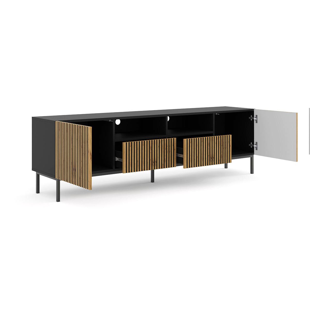 TV-MÖBEL Philaé Holz und Schwarz - Schwarz, Holzwerkstoff (200/58/42cm) - Petits-meubles