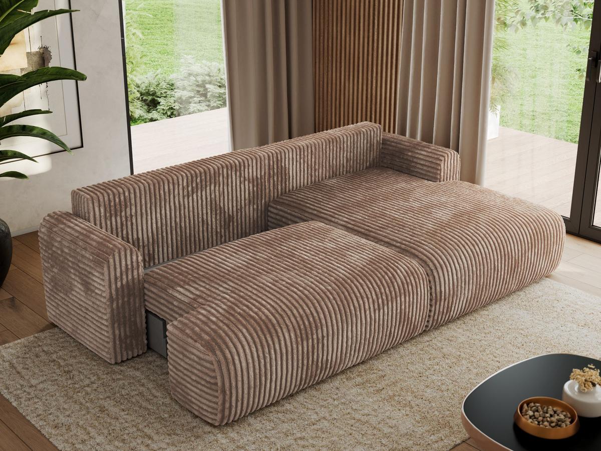 ECKSCHLAFSOFA TONO L Braun Cord - rechts - Schwarz/Braun, Kunststoff/Textil (150/260cm) - MKS
