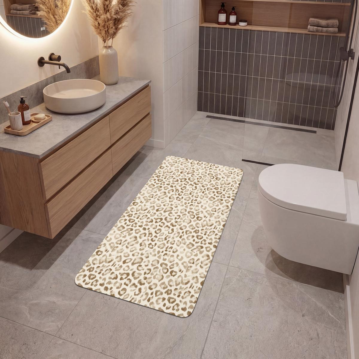 BADEMATTE Leopard - Klassisch - Beige 60x120 cm - Hellbraun, Textil (60/120cm) - OnlyWow