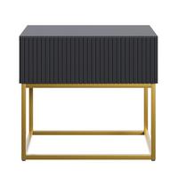 NACHTSCHRANK Veldio Schwarz mit goldenen Metallbeinen 50 cm - Goldfarben/Schwarz, Holzwerkstoff/Metall (50/44/35.6cm) - Selsey