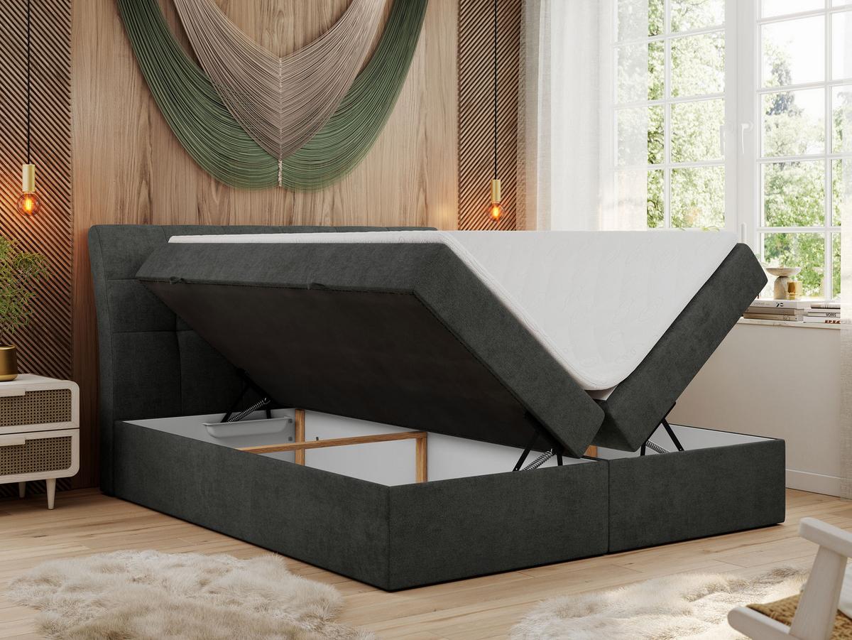 BOXBETT DIEGOS 160/200 Dunkelgrau Struktur - H4 - Dunkelgrau, Holz/Textil (160/200cm) - MKS
