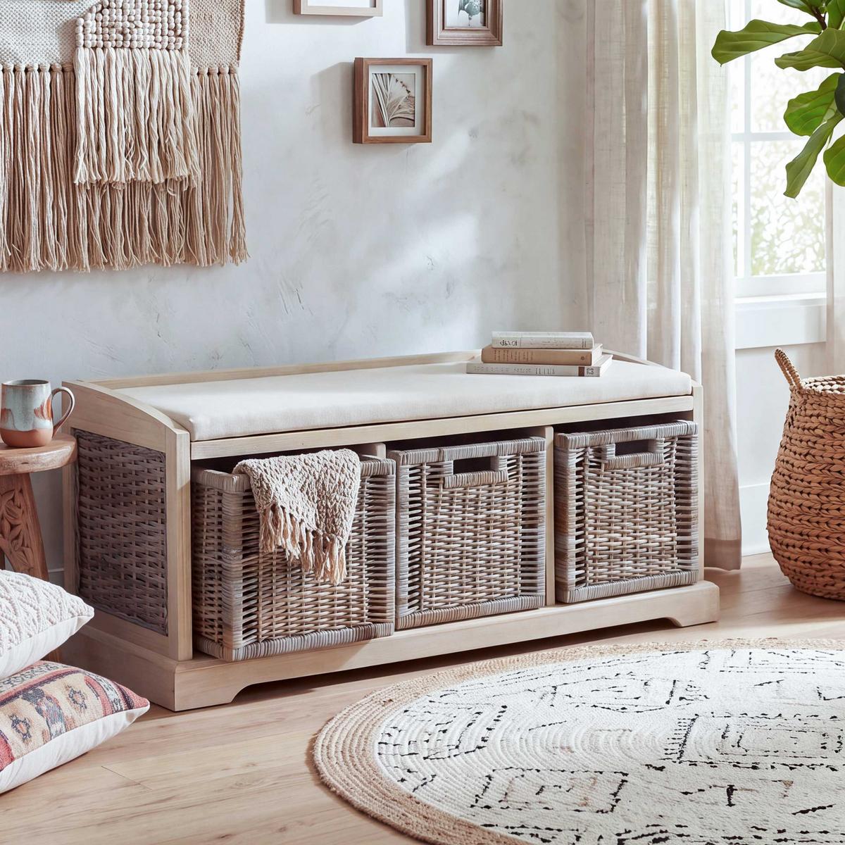 SITZBANK Beige - Beige, Holz (112/46/37cm) - MCW