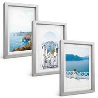 BILDER SET 3er Set - 20x30 cm Silberner Rahmen - Meeresarchitektur Griechenlands - Silberfarben, Kunststoff (20/30cm) - TULUP