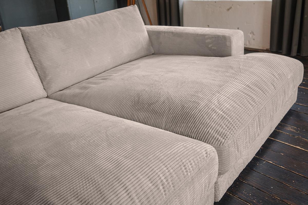 BIG SOFA-SET 6-TLG MADELINE Taupe Cord - Taupe/Schwarz, Kunststoff/Textil (290/85/170cm) - KAWOLA