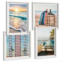 BILDER SET 4er Set - 50x50 cm & 40x60 cm Weißer Rahmen - Sonnenuntergang in Miami - Weiß, Kunststoff (50/50cm) - TULUP