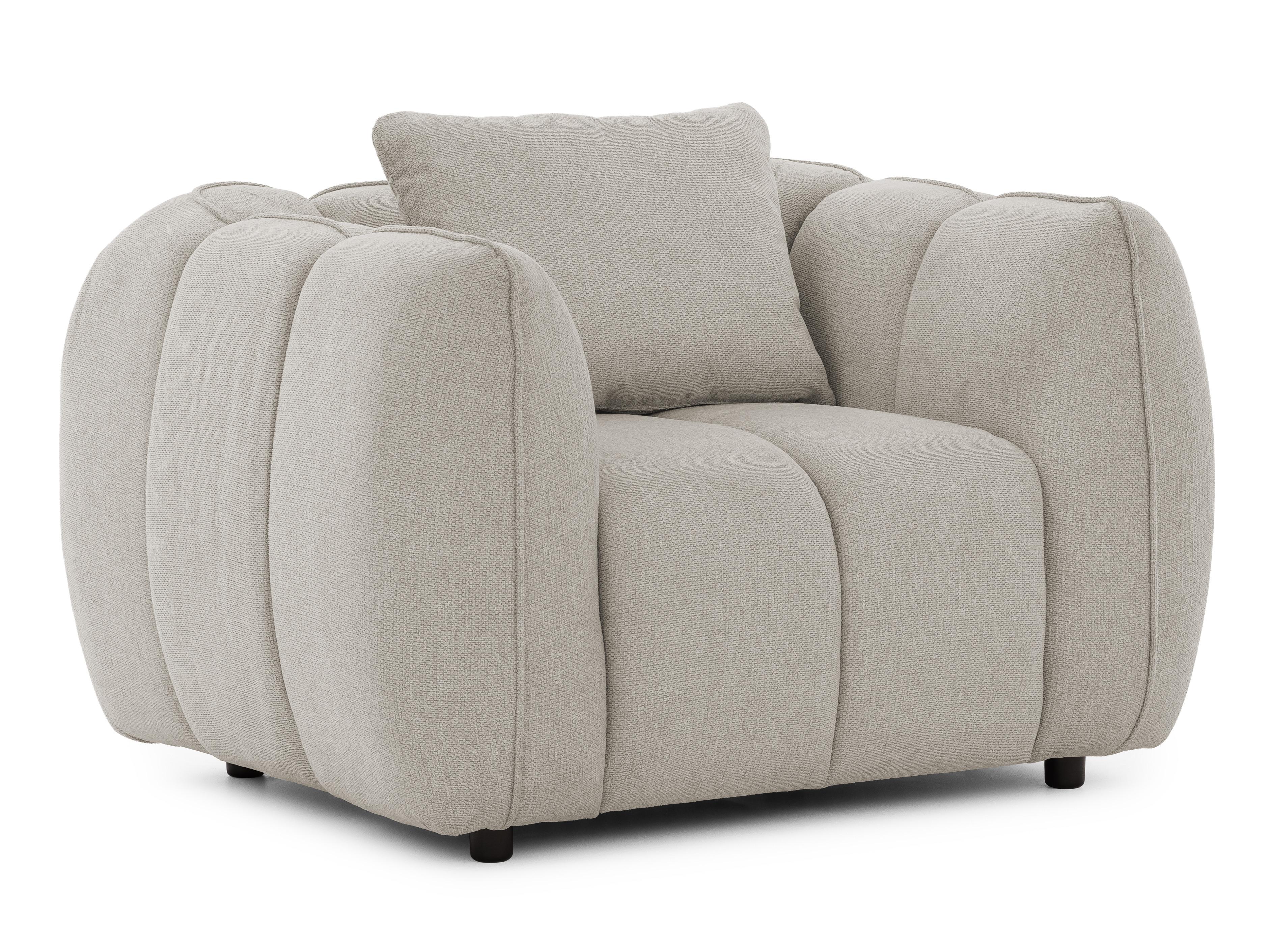 SESSEL Nubira in tief gesteppter Bubble-Optik aus weichem Taupe Strukturstoff im modernen Design - Taupe/Schwarz, Holz/Kunststoff (115/69/89cm) - S-Style Möbel