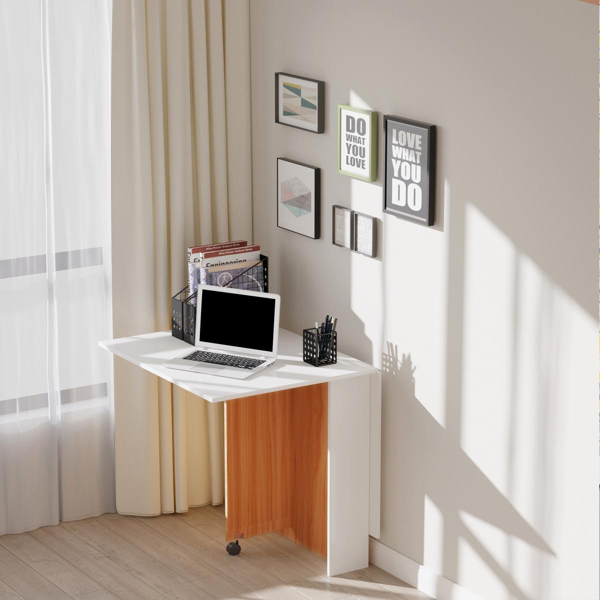 KLAPPTISCH Mobiler Tisch mit Rollen Schreibtisch Beistelltisch Schreibtisch - Weiß, Holzwerkstoff (120/80/73cm) - HOMCOM