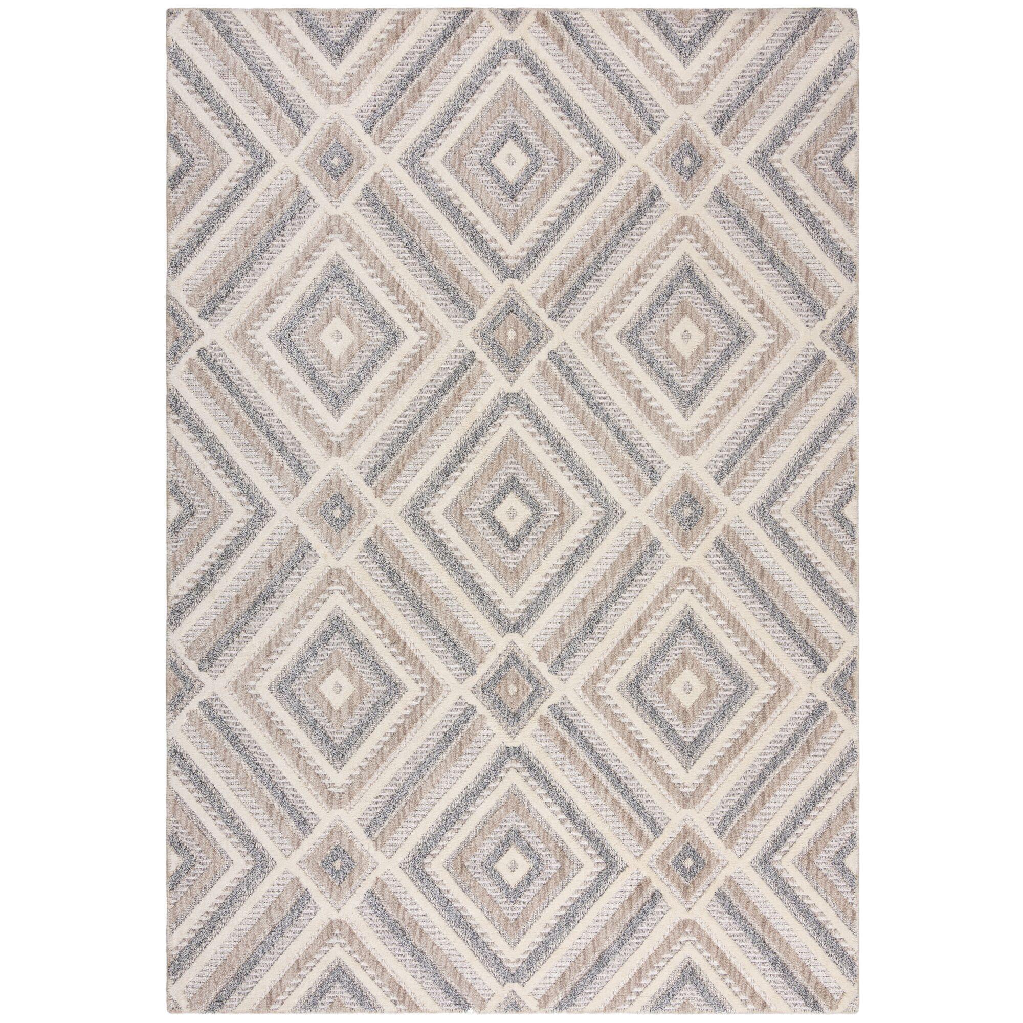 TEPPICH Waschbar RIDGE, geometrisch, Grau-Beige, 194 x 290 cm - Beige, Textil (290/194cm) - KADIMA DESIGN