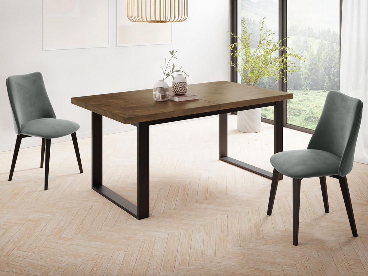ESSTISCH Valentino rechteckig ausziehbar, Lefkas Eiche 160/240/90/75 cm - Alteiche/Schwarz, Holzwerkstoff/Metall (90/240/75cm) - WFL GROUP