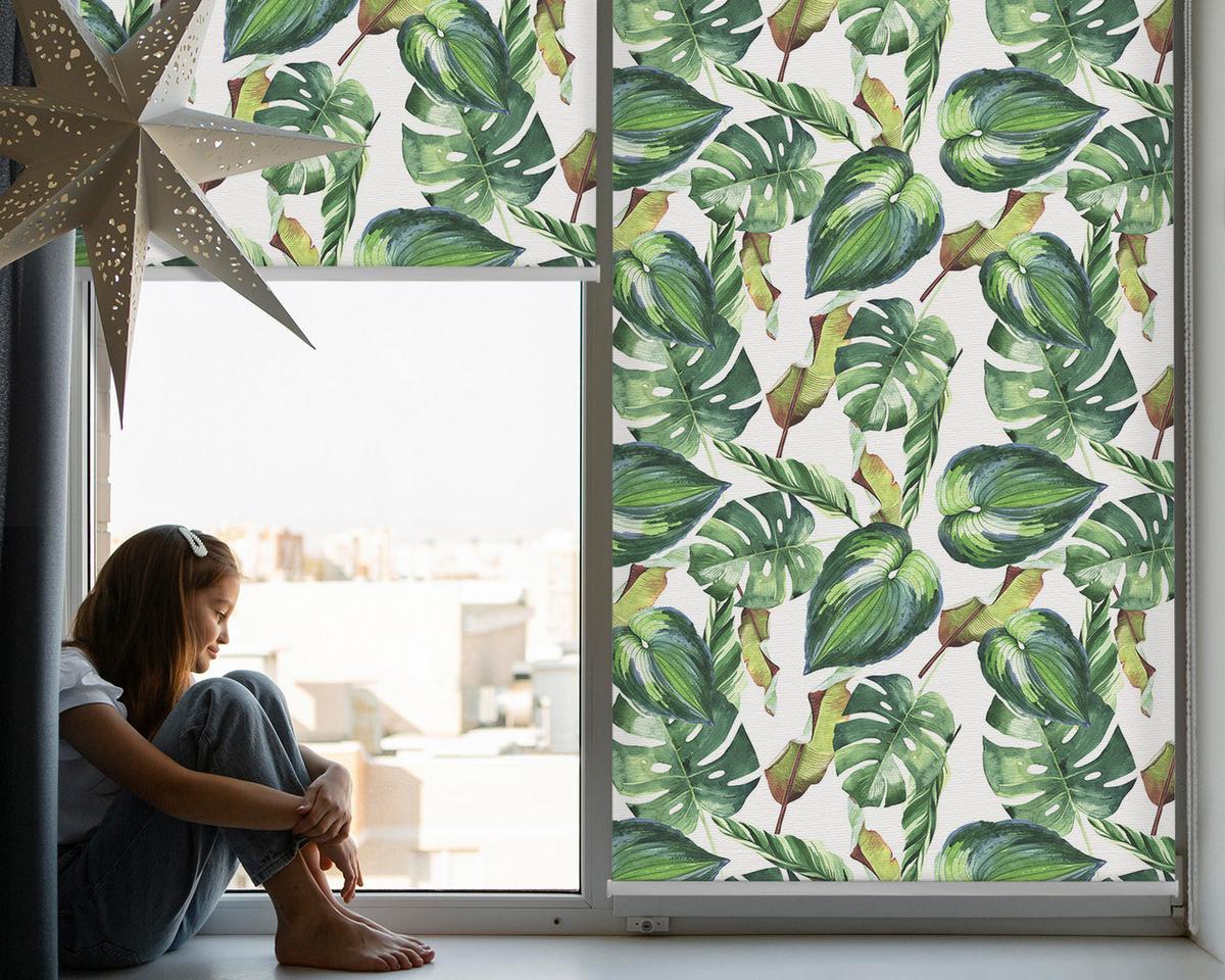 INNENROLLO - Fensterrollo - Rollo - 150x180 cm - Tropische Pflanzen - Grün, Kunststoff (150/180/0.5cm) - TULUP