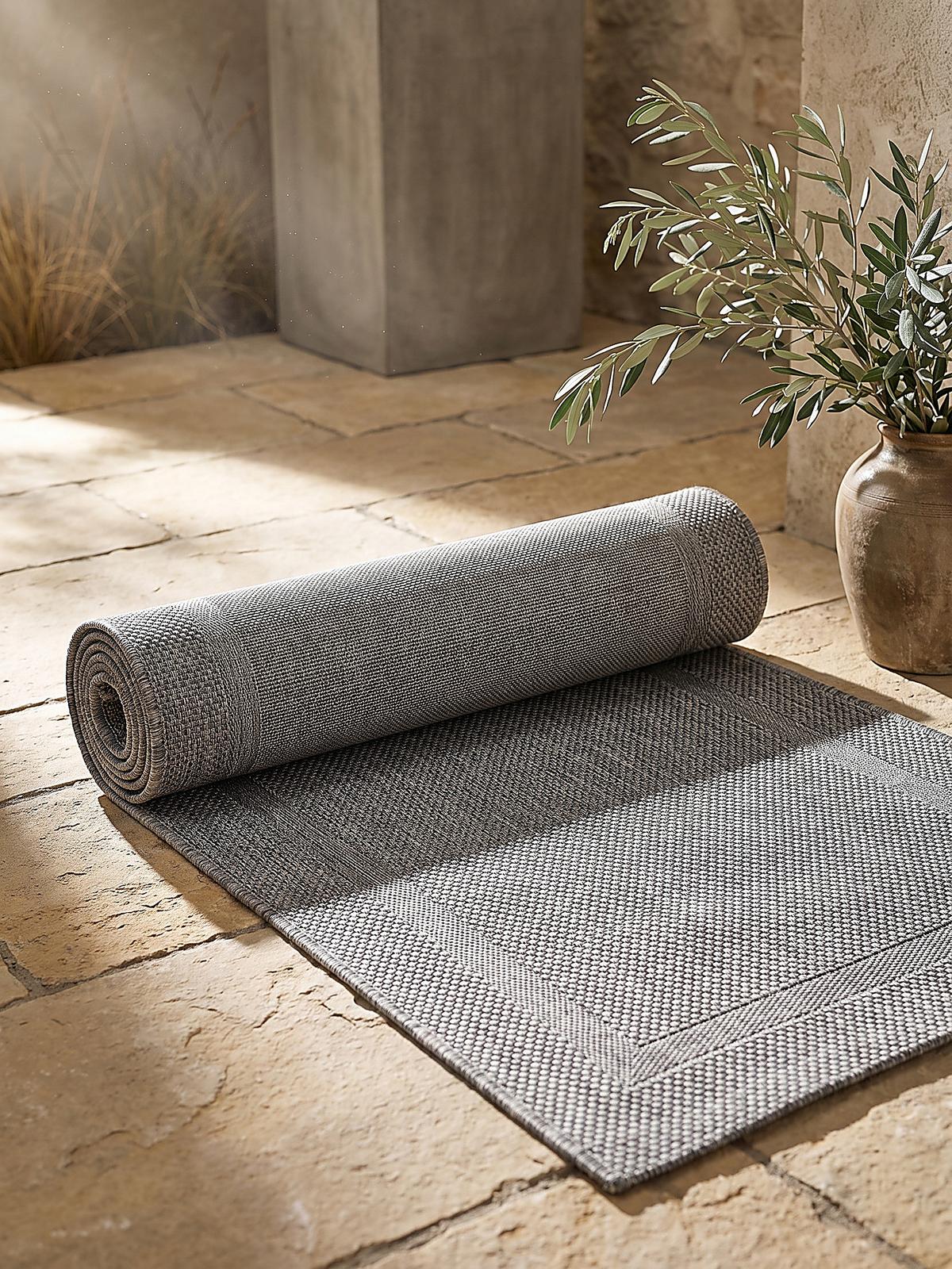 TEPPICHLÄUFER Bordüre BORNO Polypropylen Anthrazit 80 x 200 cm - Anthrazit, Textil (80/200cm) - KADIMA DESIGN