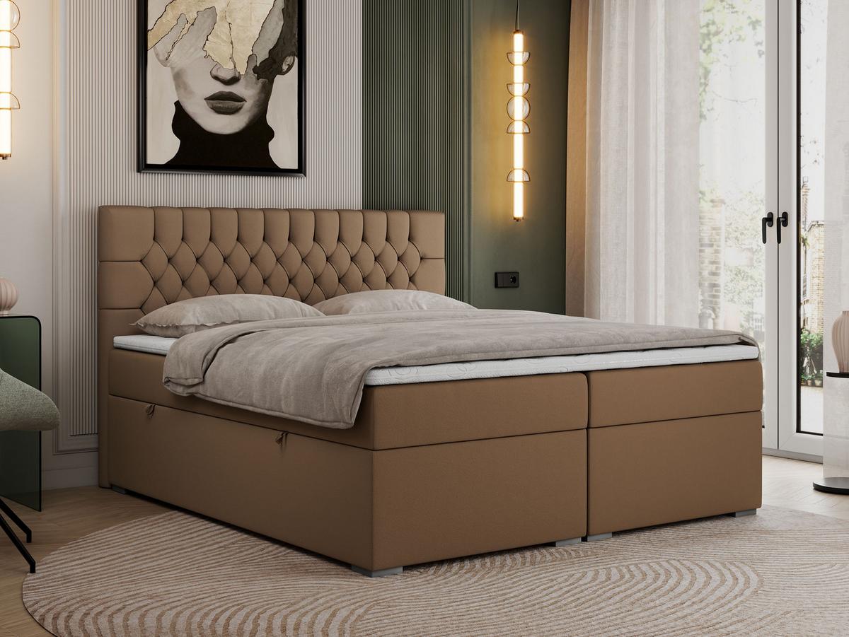 BOXBETT PERA 120/200 Braun Kunstleder - H3 - Braun, Holz/Textil (120/200cm) - MKS