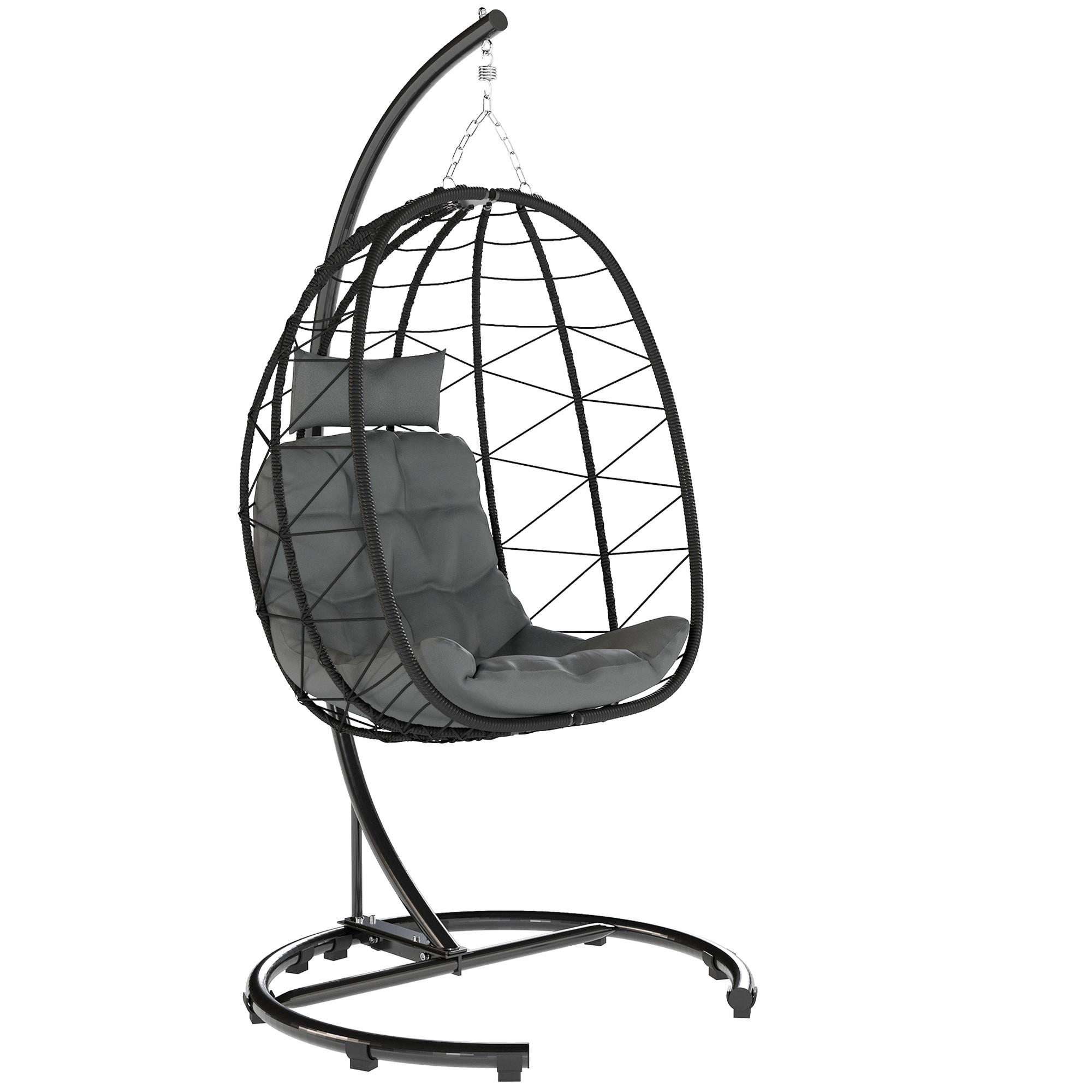 HÄNGESTUHL 195 cm Höhe, wasserdichte Abdeckung, bis zu 150 kg, Dunkelgrau - Schwarz, Kunststoff (102/195/102cm) - Outsunny