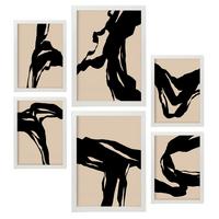 POSTER Set Mit 6 Zusammenfassungen In Form Ästhetische Dekorative Gemälde Für Ihr Wohnzimmer, Schlafzimmer Oder Zuhause A3 & A4 Weißer Rahmen - Weiß, Papier (29/3cm) - Nacnic