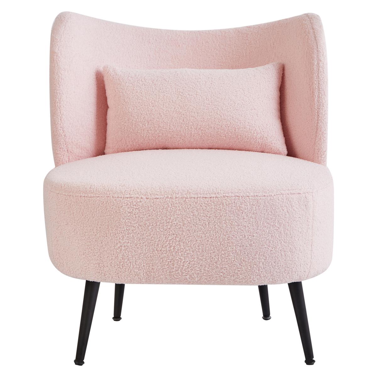 SESSEL Pastellrosa Otsby - Pink/Schwarz, Textil (60/76/55cm) - Beliani