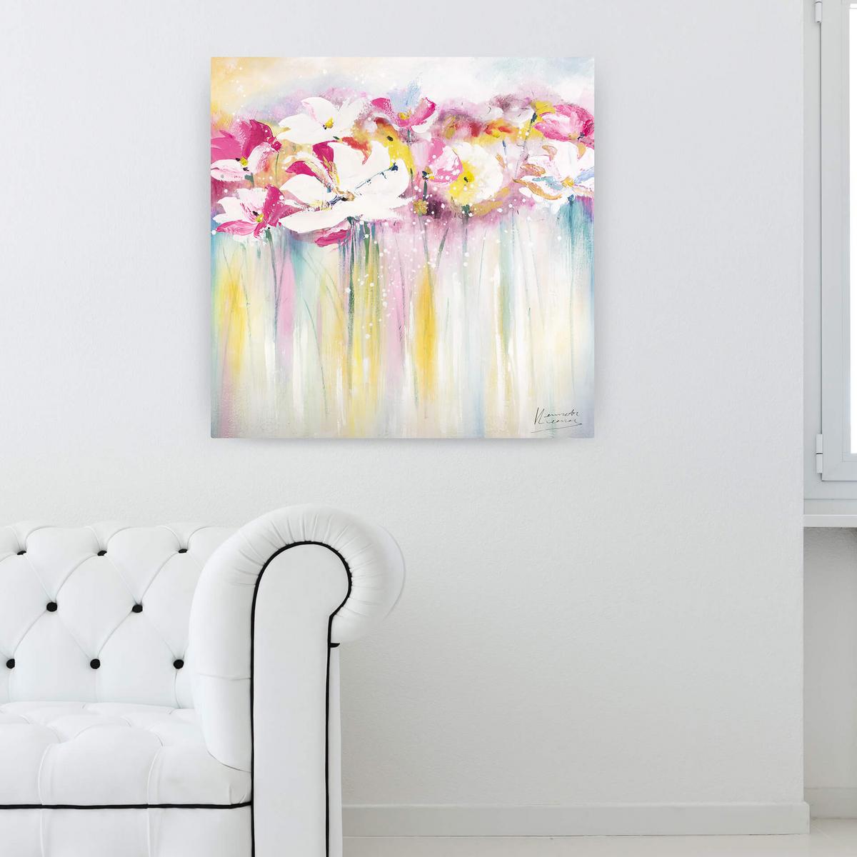 ÖLGEMÄLDE 80/80 cm - Pink/Weiß, Holz/Textil (80/80cm) - KUNSTLOFT