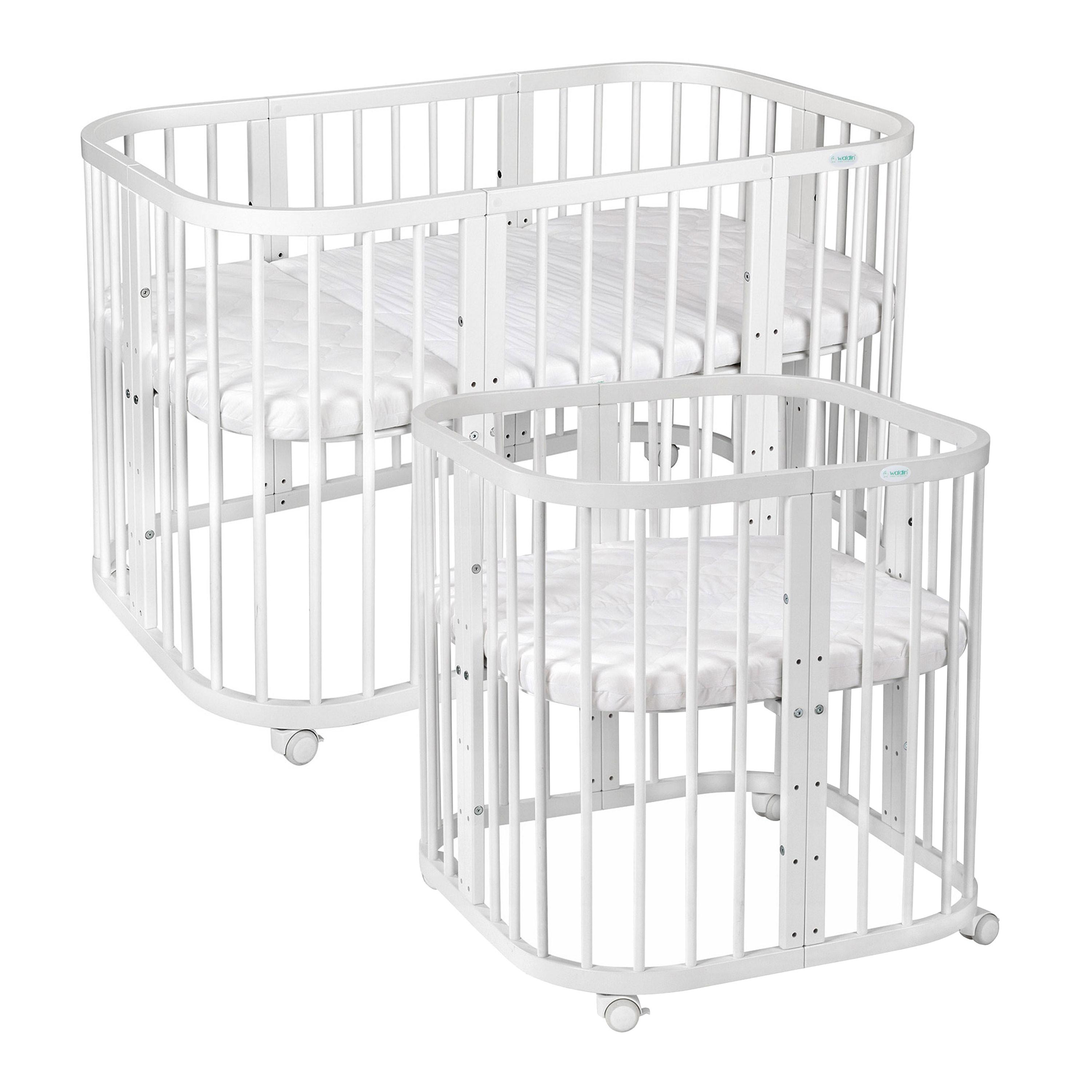 BABYBETT WHITE, 7in1 mit Matratze - Weiß, Holz (73/123cm) - waldin