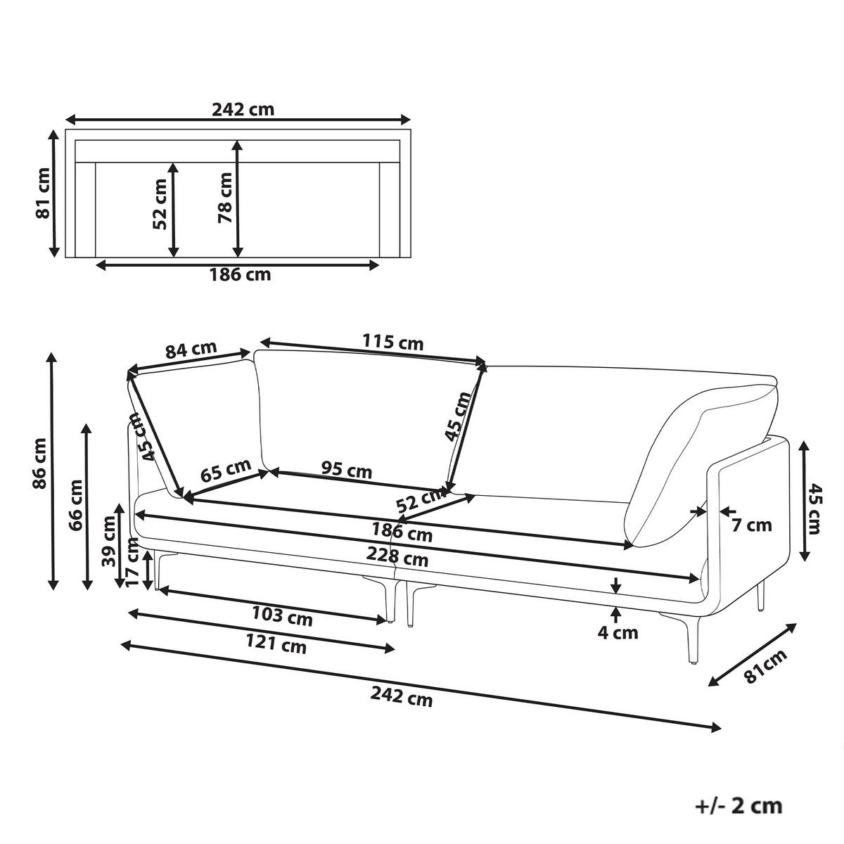 3-SITZER-SOFA Stoff Braun Revsnes - Braun, Textil (242/86/81cm) - Beliani