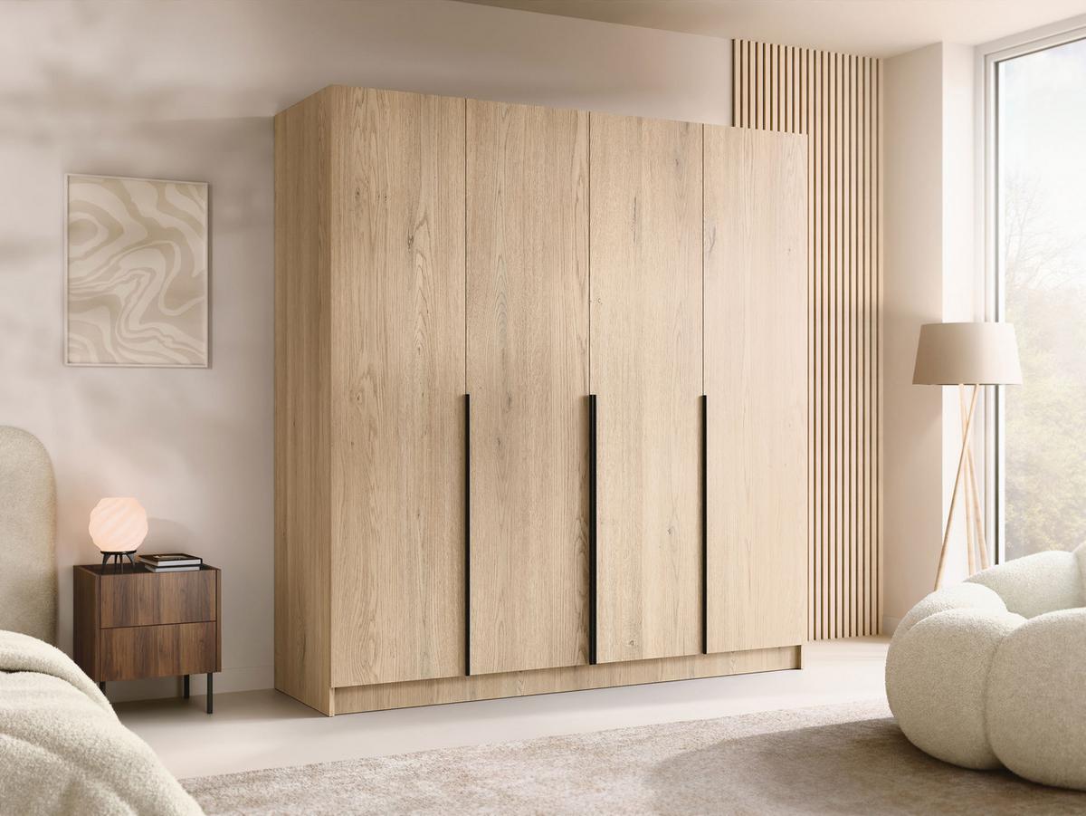 KLEIDERSCHRANK Santi I - Eichefarben/Schwarz, Holzwerkstoff/Metall (200/215/58cm) - MIRJAN24