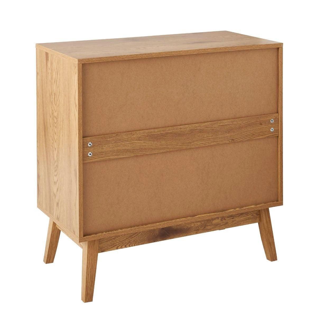 KOMMODE mit 3 Schubladen, Rattanfronten und Holzfüßen 80/39/79 cm - Eschefarben, Holzwerkstoff (80/79/45cm) - Calicosy