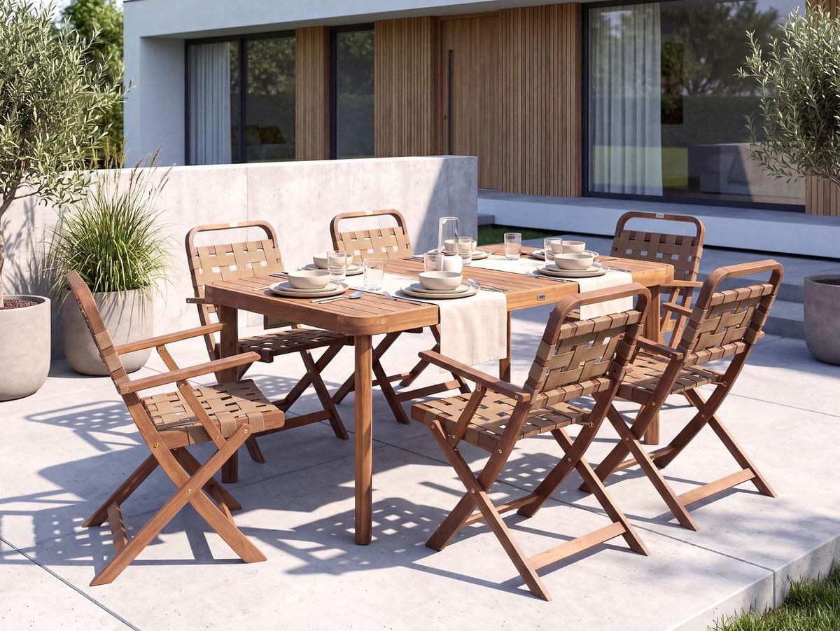 GARTENTISCH 180/90 cm Akazienholz Braun Roncello - Braun, Holz (180/90/75cm) - Beliani