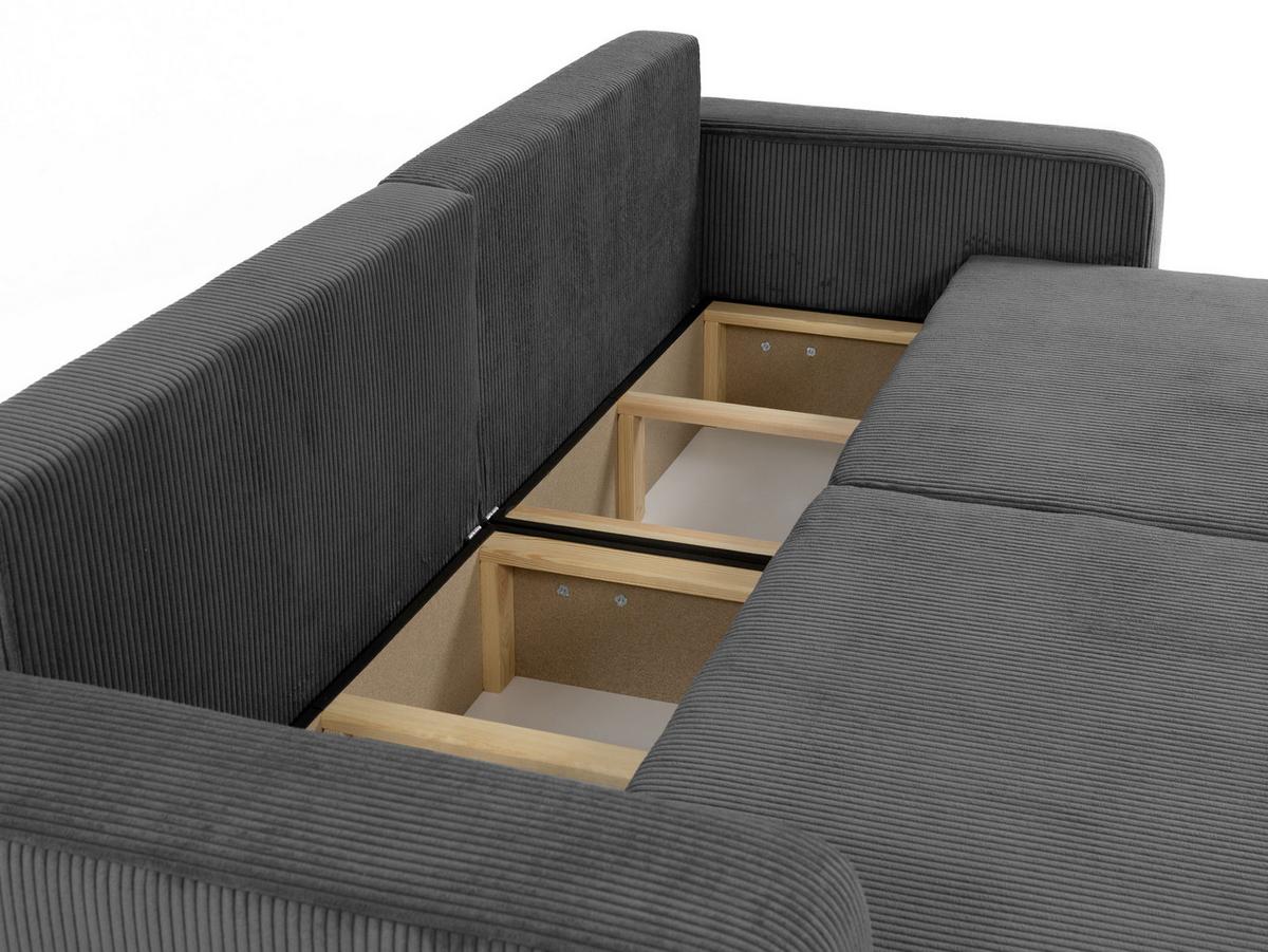 SCHLAFSOFA Piano Cord - Hellgrau/Schwarz, Holz/Kunststoff (245/82/92cm) - MIRJAN24