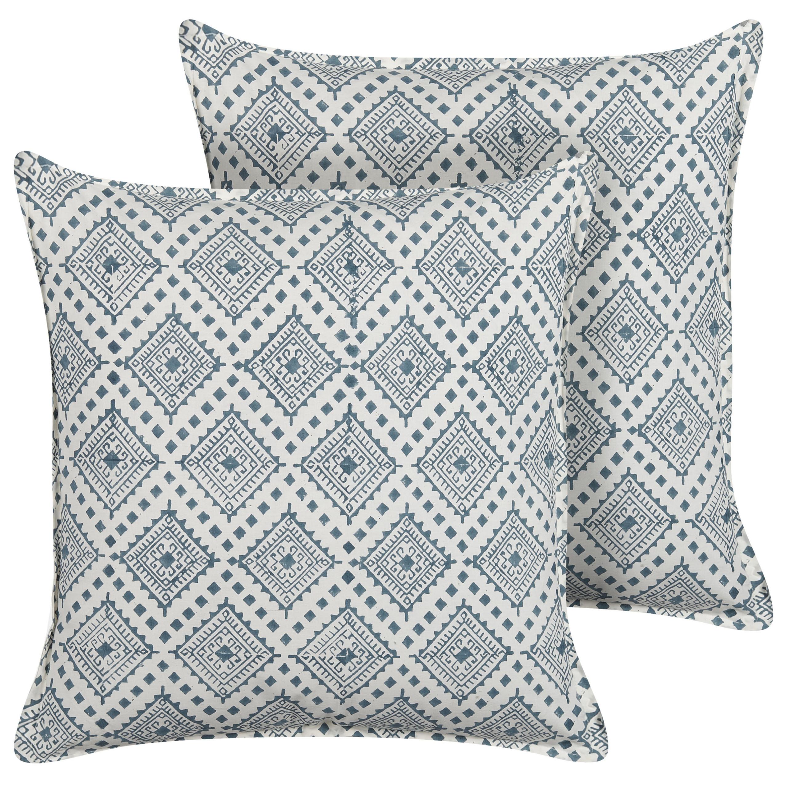 DEKOKISSEN 2er-Set Dunkelblau 45/45 cm Cordata - Dunkelblau, Naturmaterialien/Textil (45/45cm) - Beliani