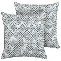 DEKOKISSEN 2er-Set Dunkelblau 45/45 cm Cordata - Dunkelblau, Naturmaterialien/Textil (45/45cm) - Beliani